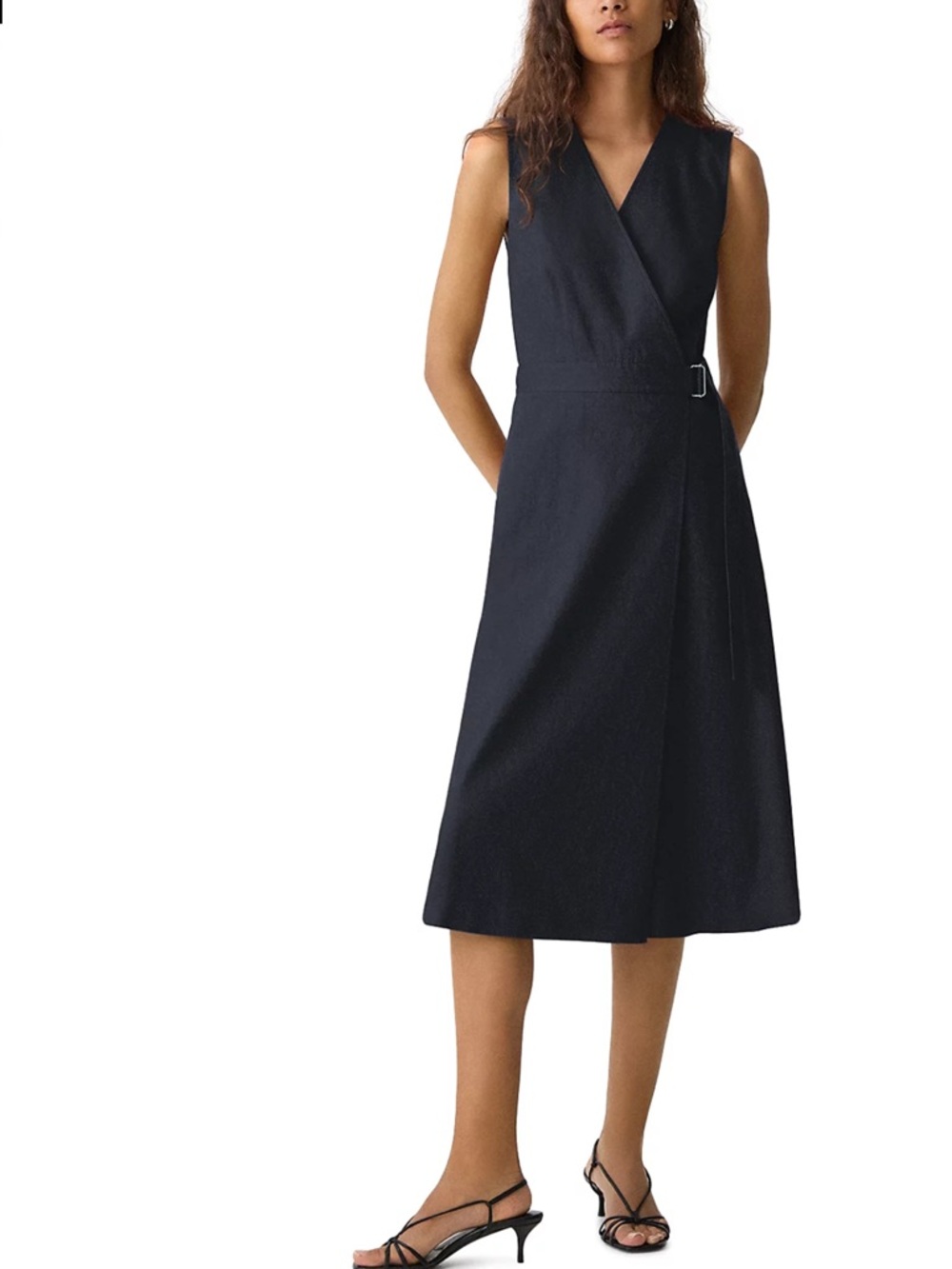 Theory Caliver 2 SL A-Line Wrap Dress Dark Navy Size 6 NWT
